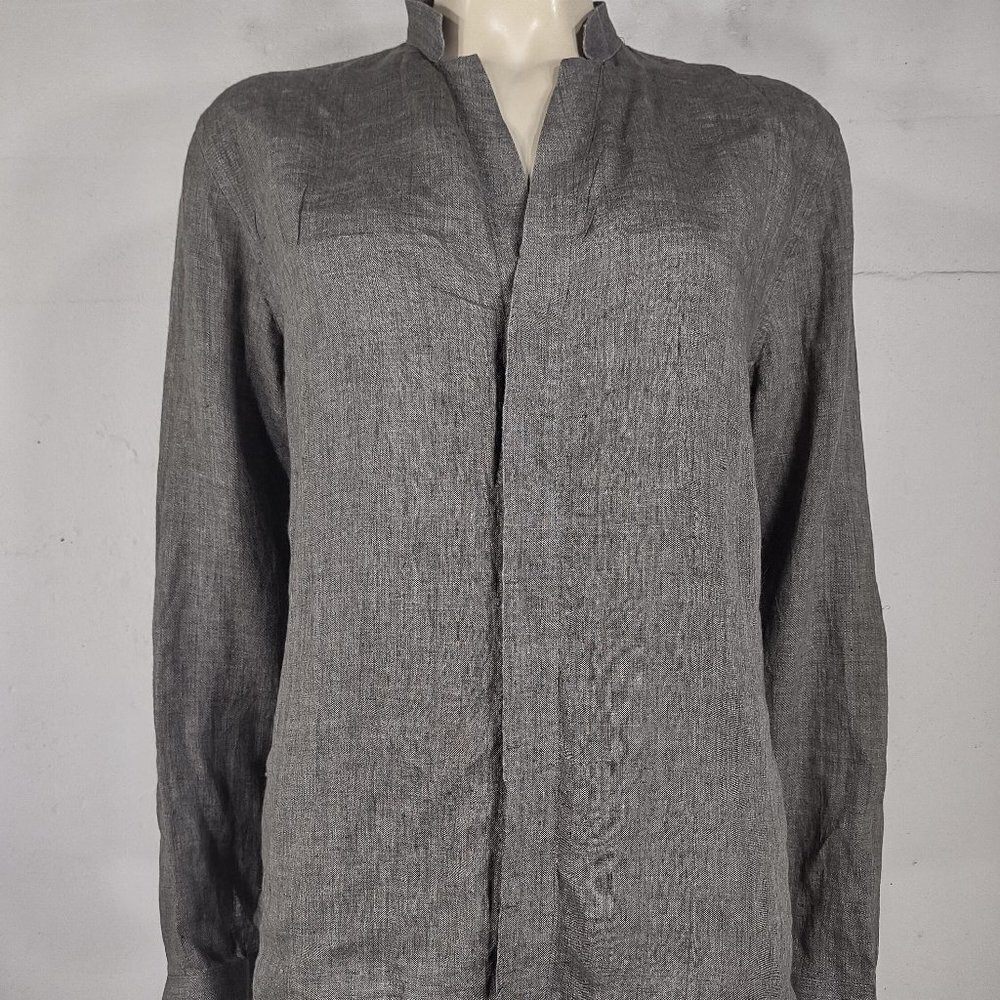 Murano Baird McNutt gray 100% Linen long sleeve button front shirt ladies Medium - Picture 1 of 8